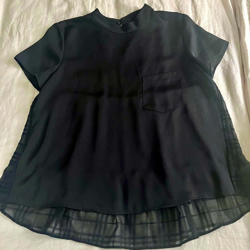 Zara black sheer baby doll top size M.